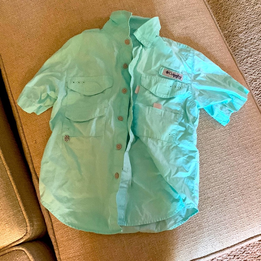 Teal kids pfg fishing shirt